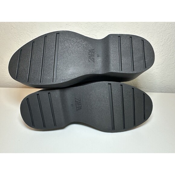 ZARA Women Chunky Black Leather Side Zip Moto Platform Boots US 6.5 EU‎ 37 NEW - Picture 10 of 12